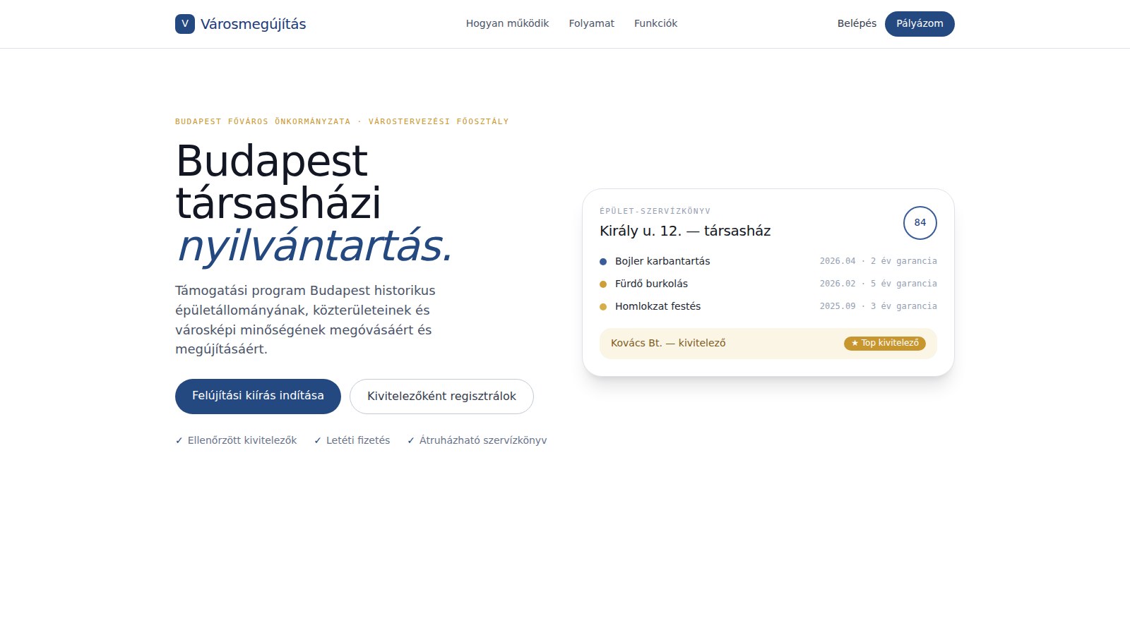 Városmegújítás — Budapest társasházi nyilvántartás